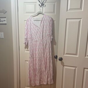 Chic Soul Pink and White Maxi Dress